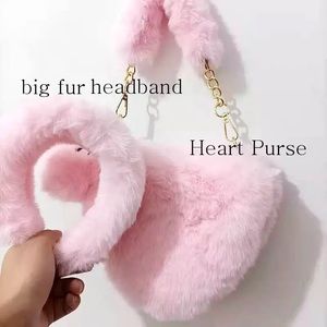 Fur Handbag & Headband set (pink)